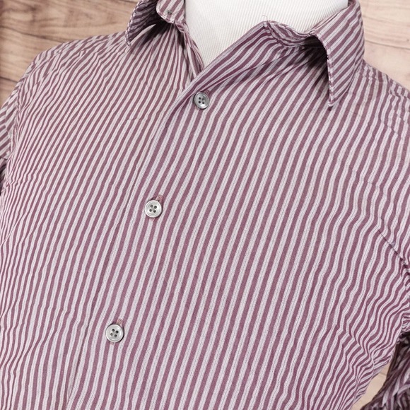 APT. 9 LONG SLEEVE DARK RED STRIPED BUTTON DOWN SHIRT MENS SIZE M MEDIUM - Picture 2 of 7